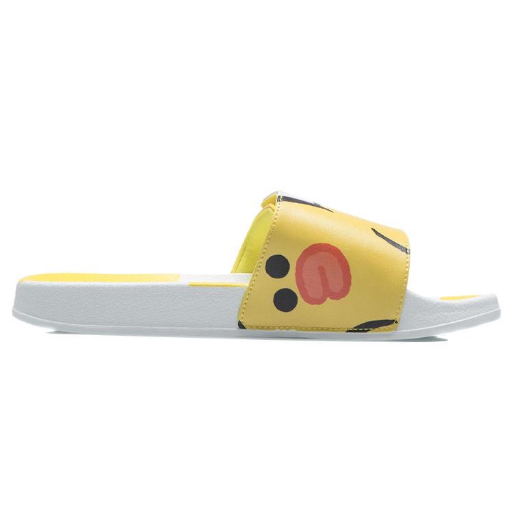 Li Ning Line Friends Collaboration Trendy Rubber Sole Slide Sandals Unisex Footwear White Yellow AGAR011-1