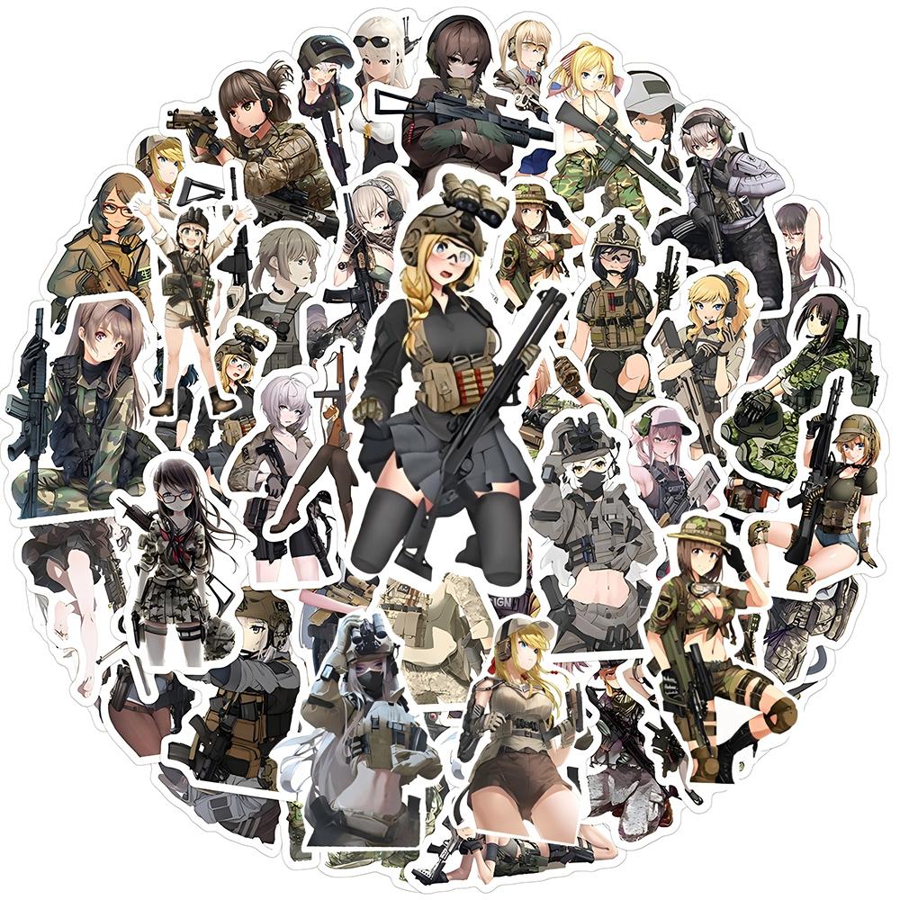 10/30/60pcs Camouflage Female Soldiers Stickers Cool Anime Girl Decal DIY Motorcycle Luggage Guitar Cartoon Graffiti Sticker Toy