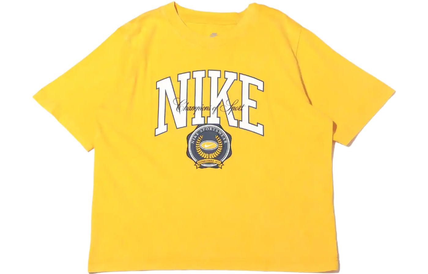 Nike Sportswear Women ss Boxy Varsity Tee Yellow DR9010-739 L