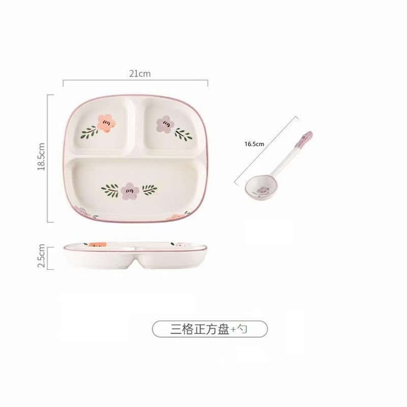 Ceramic Portion Control Diet Plate Divided Dessert Snack Serving Dish Platter for Balanced Meal Food Separator Appetizer Tray