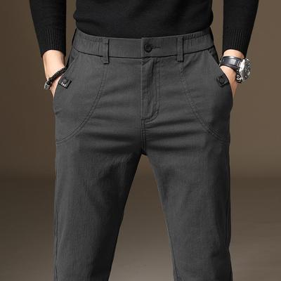 2024 Autumn/Winter New Product Pants Men'S Versatile Business Men'S Casual Pants Slimming Solid Color Western Pants Cotton Elastic Pants