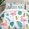 Modern Flamingo Pineapple Print Bedding Set Queen Tropical Plants Leaves Flowers Duvet Cover Hawaiian Islands Floral Pillowcases