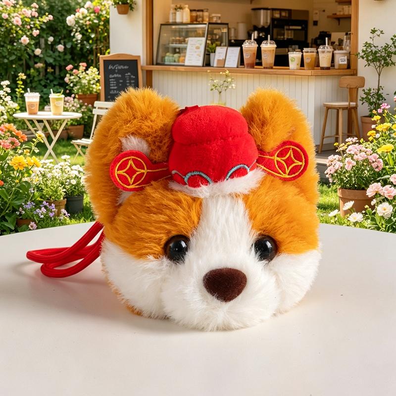Cute Ice Cream Cone Dog Plush Pendant Toy Cartoon Corgi Animal Keychain Backpack Versatile Bag Decor Kids Xmas Gift