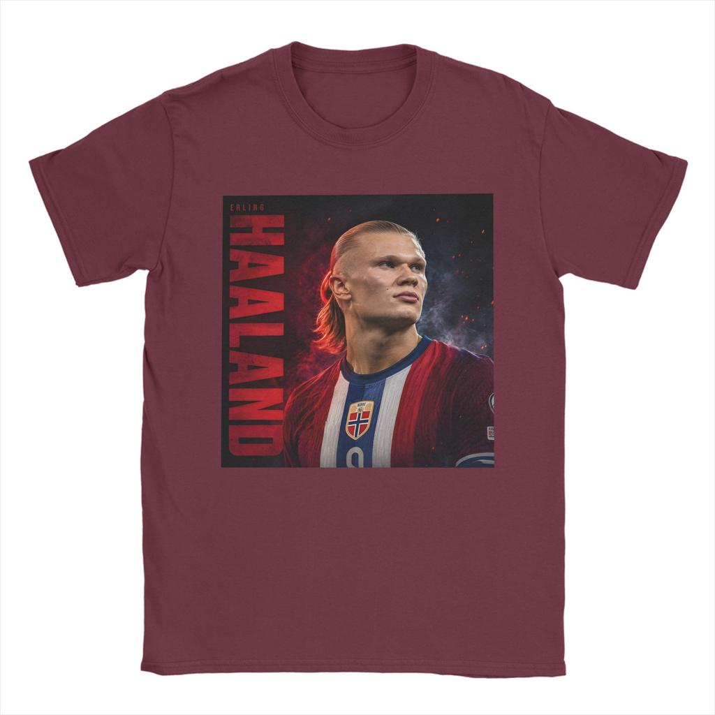Unisex Unisexs Erling Haaland Cartoon T Shirts Norway 100 Cotton Tops Leisure Short Sleeve Round Neck Tees Gift Idea TShirts
