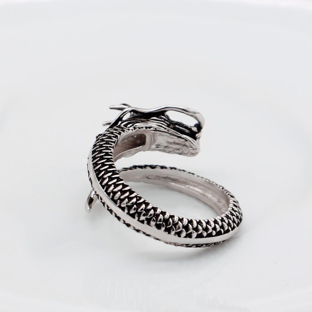 Personalized Dragon Ring Male And Female Couple Hipster Open Index Finger Ring Vintage Thick Rhodium Plated Gold Thai Silver Jewelry