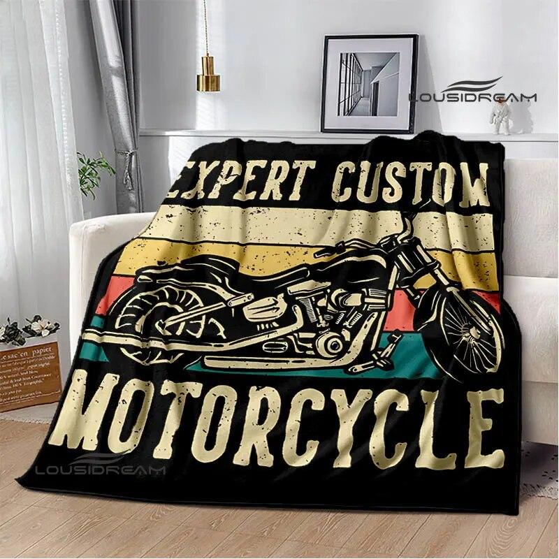 Motorcycle Retro Printing Blanket Flange Warm Blanket Soft and Comfortable Blanket Picnic Blanket Bed Linings Birthday Gift