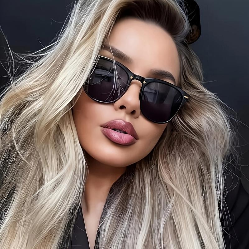 Protective Glasses Fashion Square Sunglasses Women Cat Eye Brand Desgin Sun Glasses Black Rivet Female Shades Eyeglasses UV400