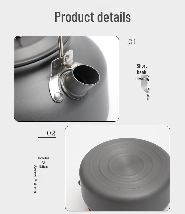 Portable Outdoor Coffee & Tea Kettle Set - 1.2L & 1.8L Camping Cookware with Pots and Pans