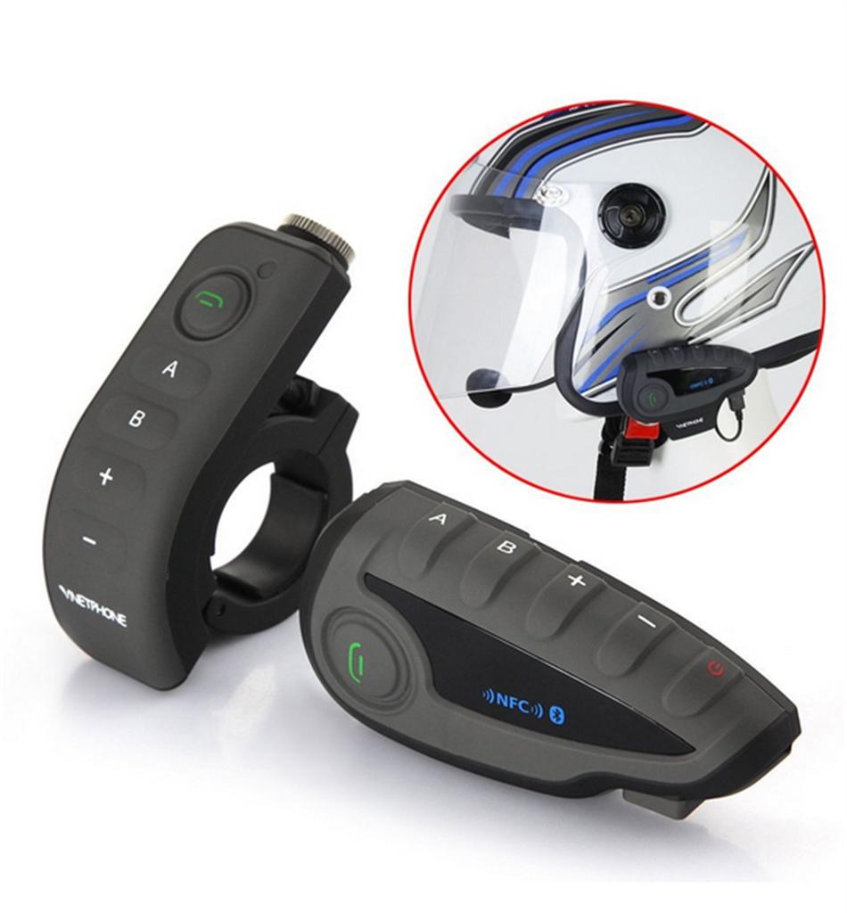 1× Motorcycle Helmet Bluetooth Interphone Headset NFC Remote Control Full Duplex