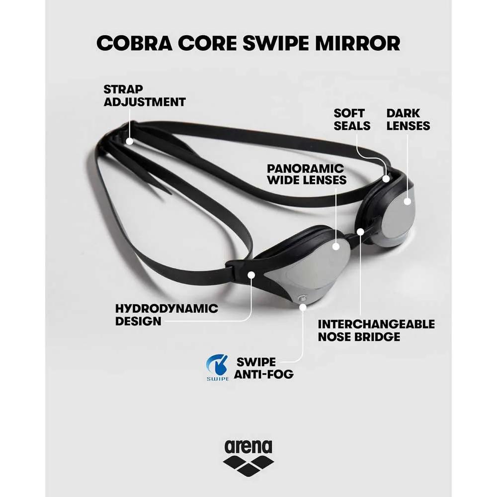 Arena Plastic Goggles with Mirrored Coating Cobra Core Swipe