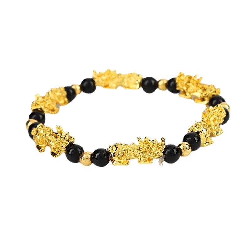 Brave Troops Garnet Beads Bracelet Wealth Good Luck Chinese Beast Wristband Gold  Men Women Bracelet Wholesale