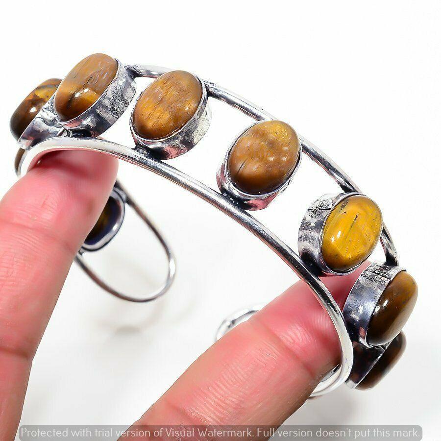 

Браслет с тигровым глазом 925 пробы с серебряным покрытием Браслет-манжета Bc-01118