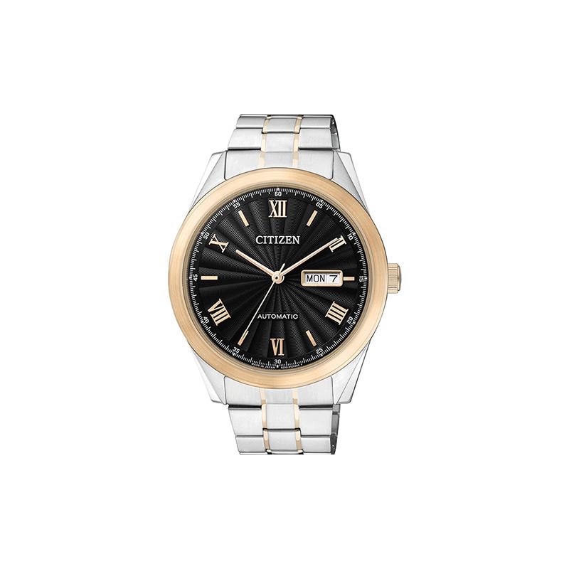 

CITIZEN mechanical watch series men s watch double calendar stainless steel gold men s watch Automatic men s watch black dial NH7514-59E чорний