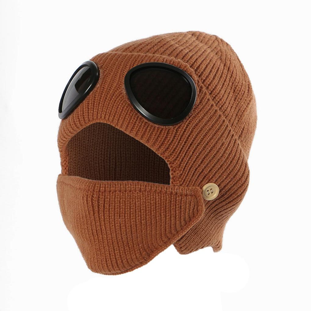 Mask, goggles, beanie hat, winter knit, celebrity