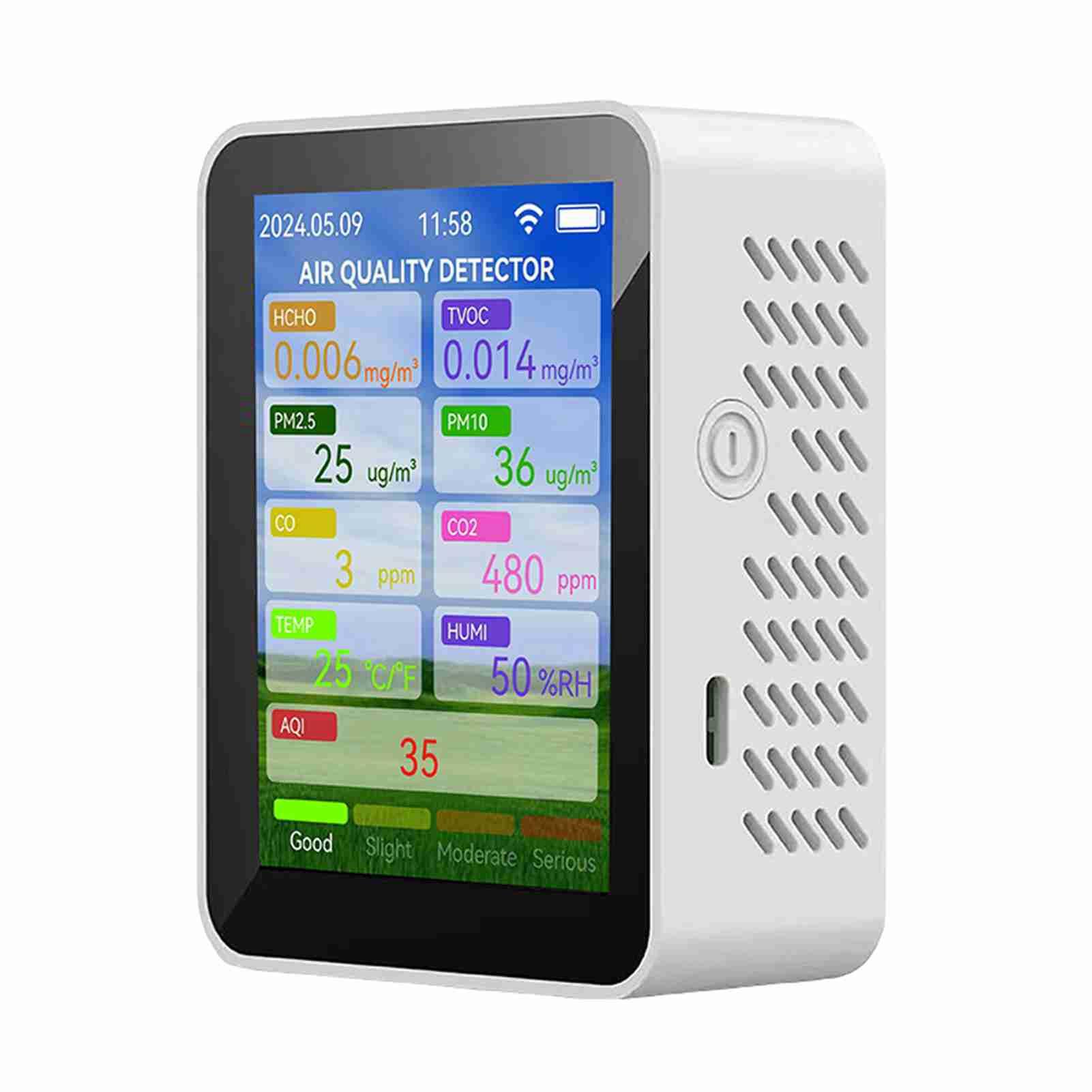 

Tuya WiFi Multifunctional Air Quality Meter Household HCHO TVOC Carbon Monoxide CO2 PM2.5 PM10 Tester Humidity Detector белый