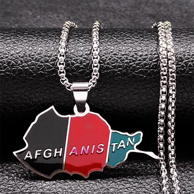 Kurdistan Region Map Necklace for Women Men Chains Stainless Steel Kurdish Flag Map Pendants Necklace Jewelry Collar N6212S01