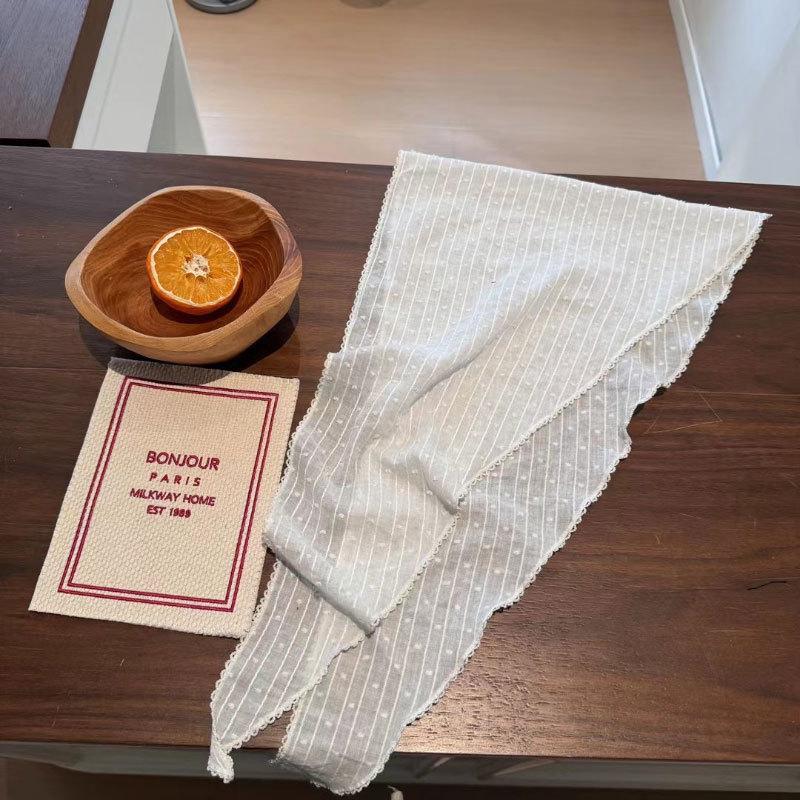 Japanese Retro Natural Cotton Linen Breathable Triangular Scarves With Decorative Covers Spring Summer Necklaces Accessories Wholesale