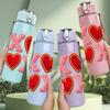 1PC Red Heart X Sign 750ml Color Plastic Sports Water Bottle Leakproof Flip Straw Lid Suitable for Sports Office Home Use