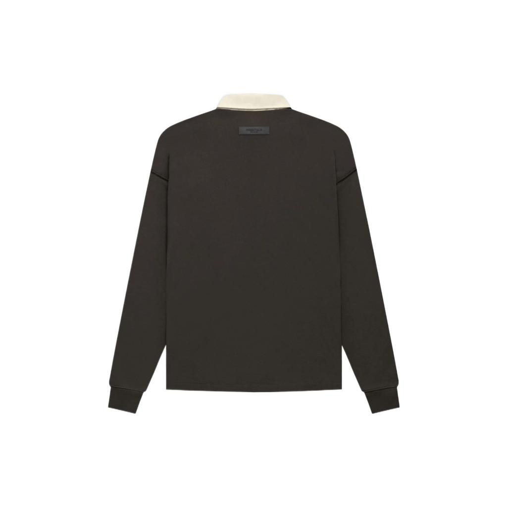 Fear of God Essentials Fall/Winter 2022 Henley Rugby Long Sleeve Polo Unisex Tops Charcoal-Black FOG-FW22-366