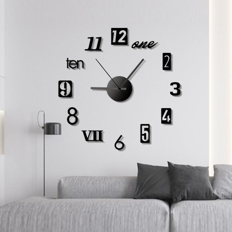 European Diy Creative Clock Simple Wall Clock Wall Punch-Free Living Room Home Bedroom Wall Sticker Silent Clock