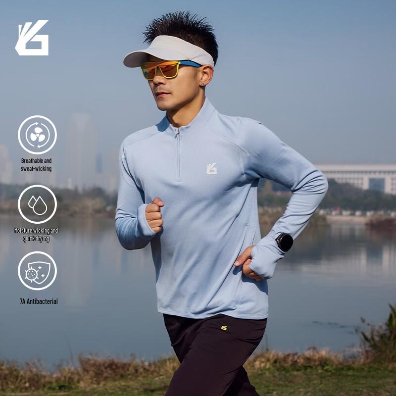 

Мужская футболка Yuebu с полумолнией, быстросохнущая, для бега XL