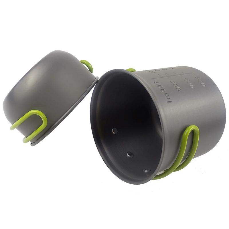 Tragbares Camping-Kochgeschirr-Set, Outdoor-Topf, Mini-Gasherd-Set, Naturwanderung, Picknick-Kochset mit faltbarem Löffel, Gabel, Messer