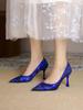 Fashion 2025 New Style Sparkling Mesh High Heels Women's Pointed Shallow Mouth Fine Single order Shoes Versatile Wedding Shoes