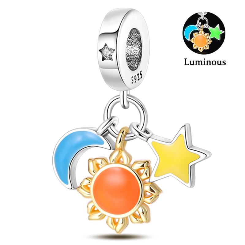 Charm Bead Components Compatible With Pan Copper Metal Firefly Ocean Star Butterfly Glowing Changing Color Trendy Authentic Original Bracelets Do It
