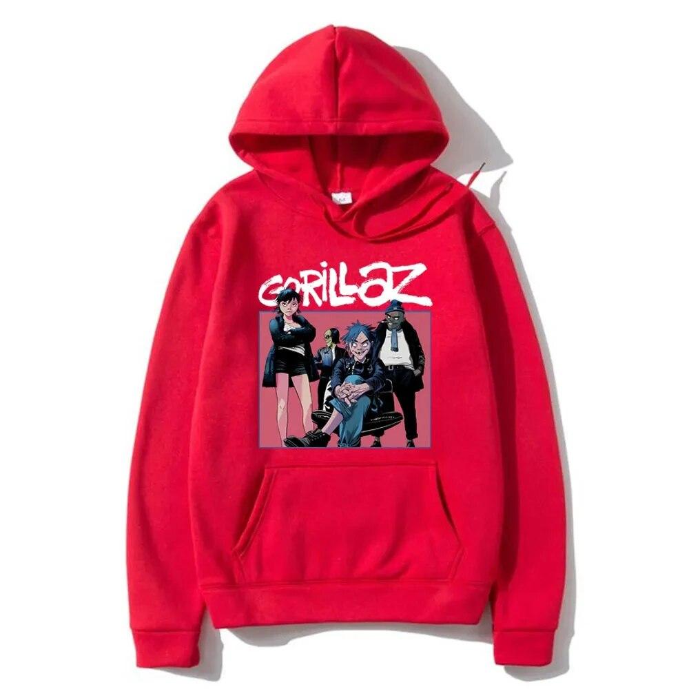 Autumn Winter Unisex Hoodies British Virtual Bands Gorillaz Print Pullover Hoody Women Sweatshirt Unisex Streetwear Y2k Clothing