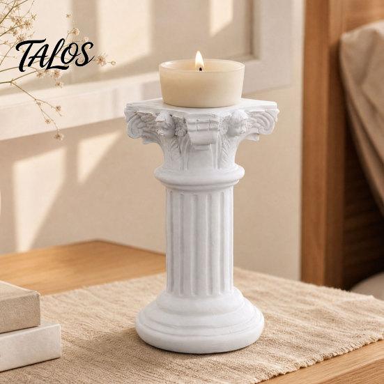 Talos Vintage Roman Column Candle Holder, Greek Resin Statue, Mini Pillar Candlestick Stand for Dinner Wedding Centerpiece