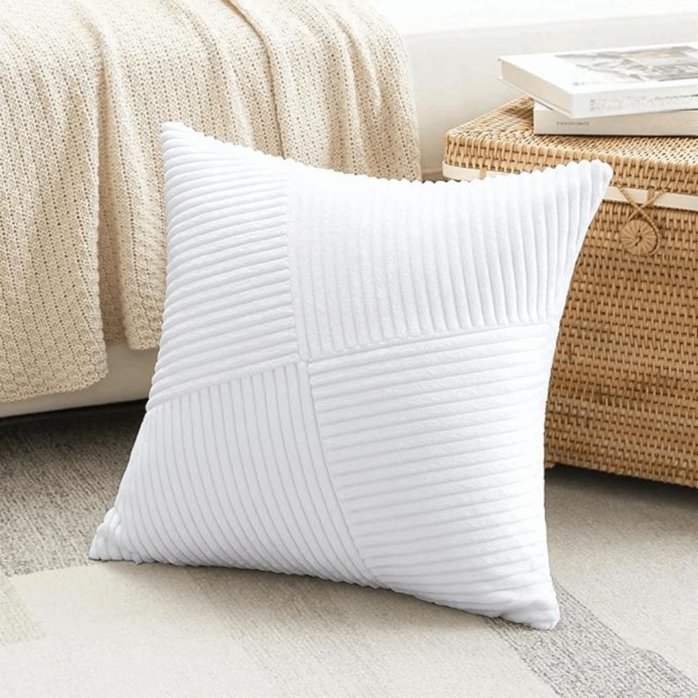 2 pieces Windmill Design Splicing Cross Throw Pillow Cover Corduroy Wear-resistant Patchwork Cushion Cover Thickened