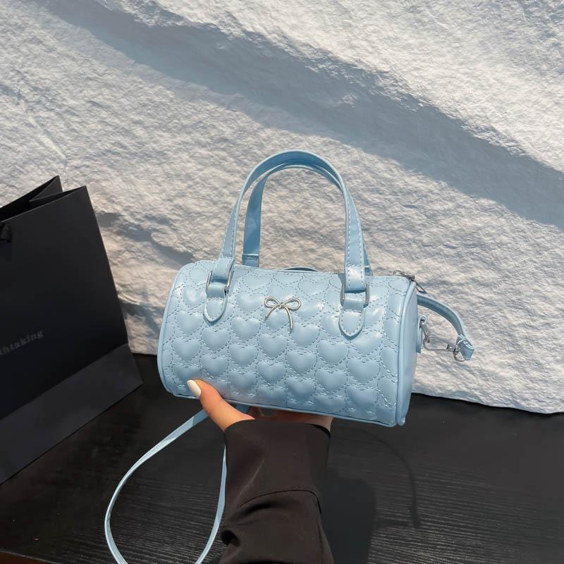 

Новая летняя популярная повседневная и красивая свежая однотонная сумка-цилиндр с бантом, портативная на плечо, сумка-мессенджер, женская сумка синий