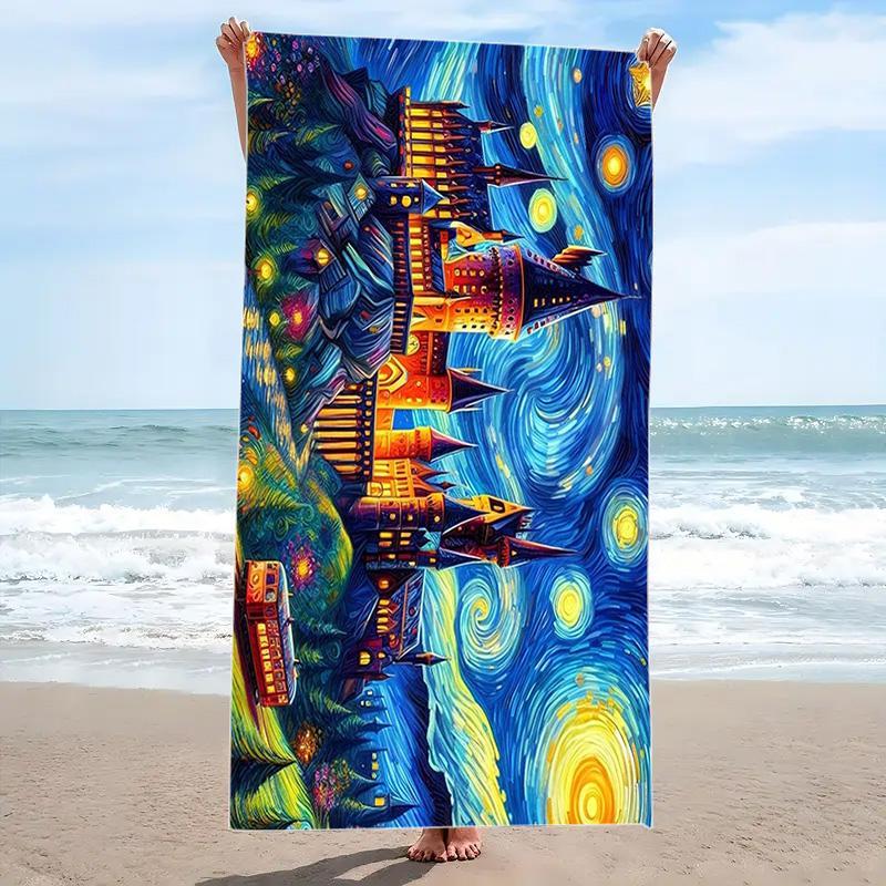 Painting Art Print Beach Towel, Large Soft Quick Dry Towel for Beach Camping Swimming