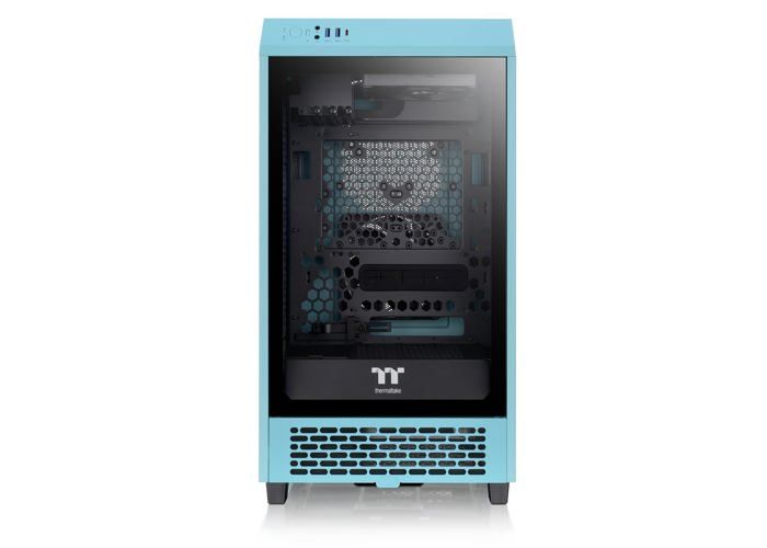 Boîtier pc - thermaltake - the tower 200 - turquoise - 2 ventilateurs - mini-tour