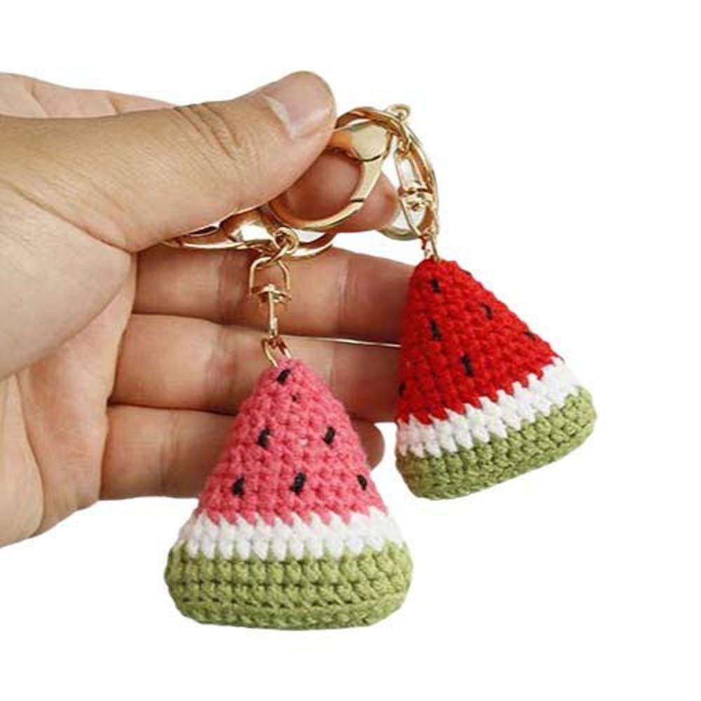 Knitted Weaving Keychain Fruit Series Wool Crochet Pendant Fashion Watermelon Pendant Bag Charm