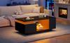 100*50*36cm Coffee Table with Drawer, LED Side Table, Living Room Table with Four Side Storage Compartments and a Cut-Out Design In the Middle. Black
