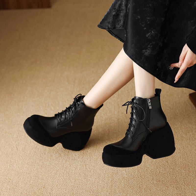 Fashion 2025 NEW Autumn Women Boots Women Shoes Round Toe Chunky Heel Boots for Women Motorcycle Platform Boots high heels