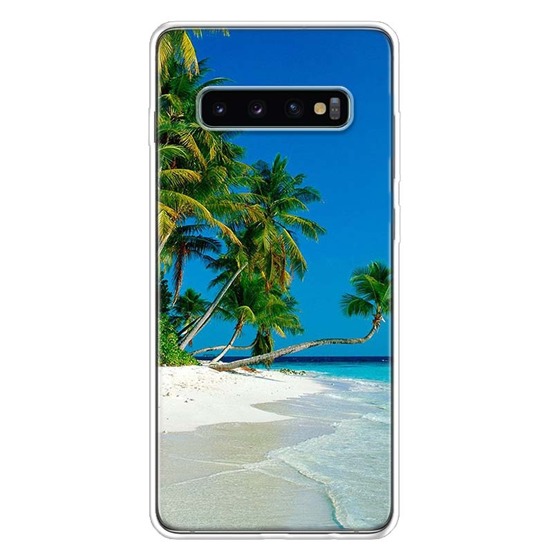 Sea Tropical Palm Trees Beach Phone Case Cover For Samsung Galaxy A12 A22 A32 A52 A72 A02S A51 A50S A31 A20S A10S Note 20 Ultra