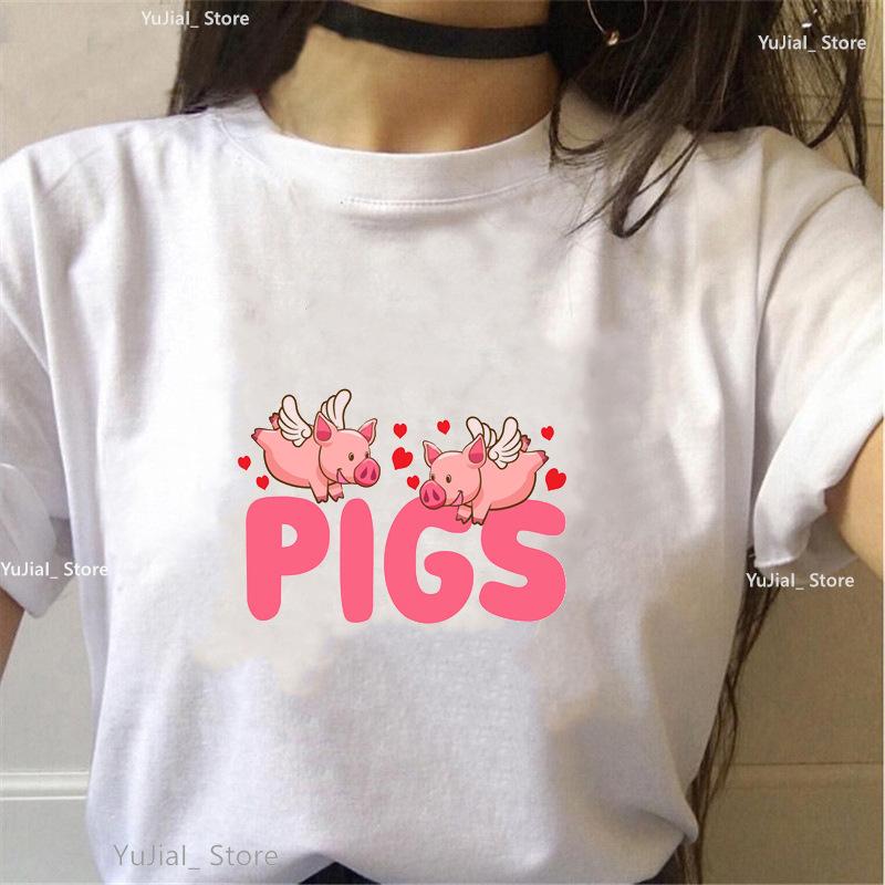 

Christmas Gift Pig Animal Print Tshirt WomenS Clothing Hara Modal Fabric Women Clothing Graphic T Shirts Aesthetic Clothes 4XL