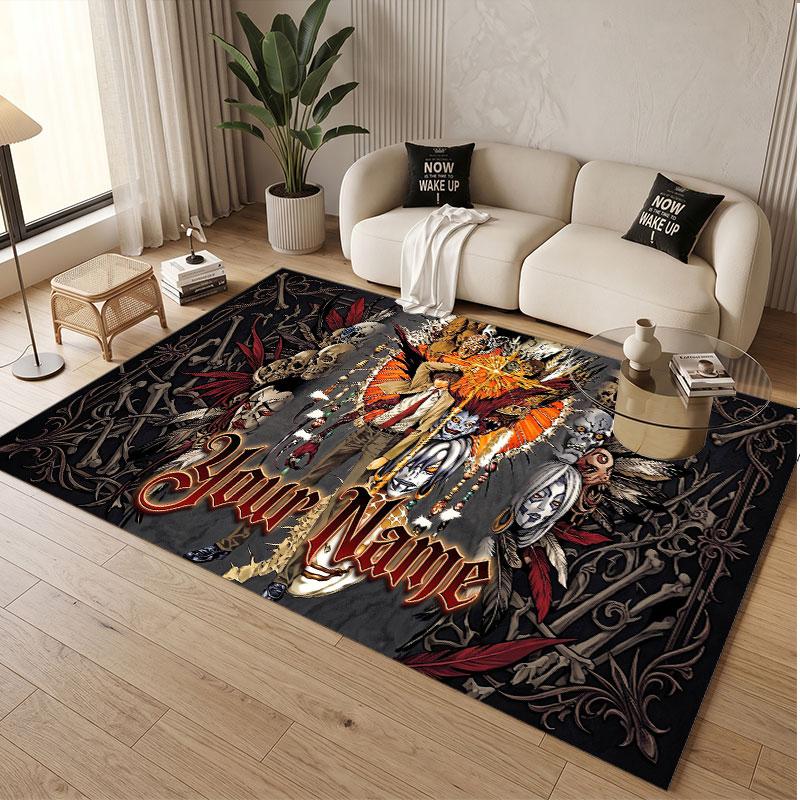 Custom Name Crystal Velvet Rug,Death Note Comfortable Anti Slip Floor Mat For Room Decoration