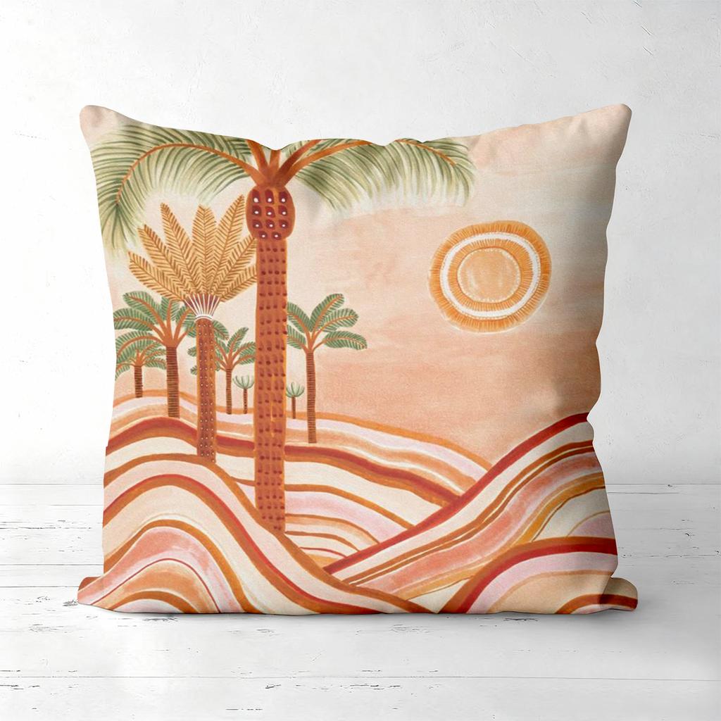 Boho Desert Cactus Palm Tree Throw Pillow Covers Pattern Cushion Cover Suitable for Sofa Bedroom Car Pillow Cover