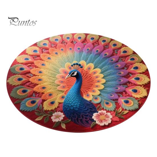 Artistic Door Rug Peacock Indoor Mat Non Slip Front Colorful Decorative Animal Feathers Floor Area for Entryway Living Room Bathroom Sturdy
