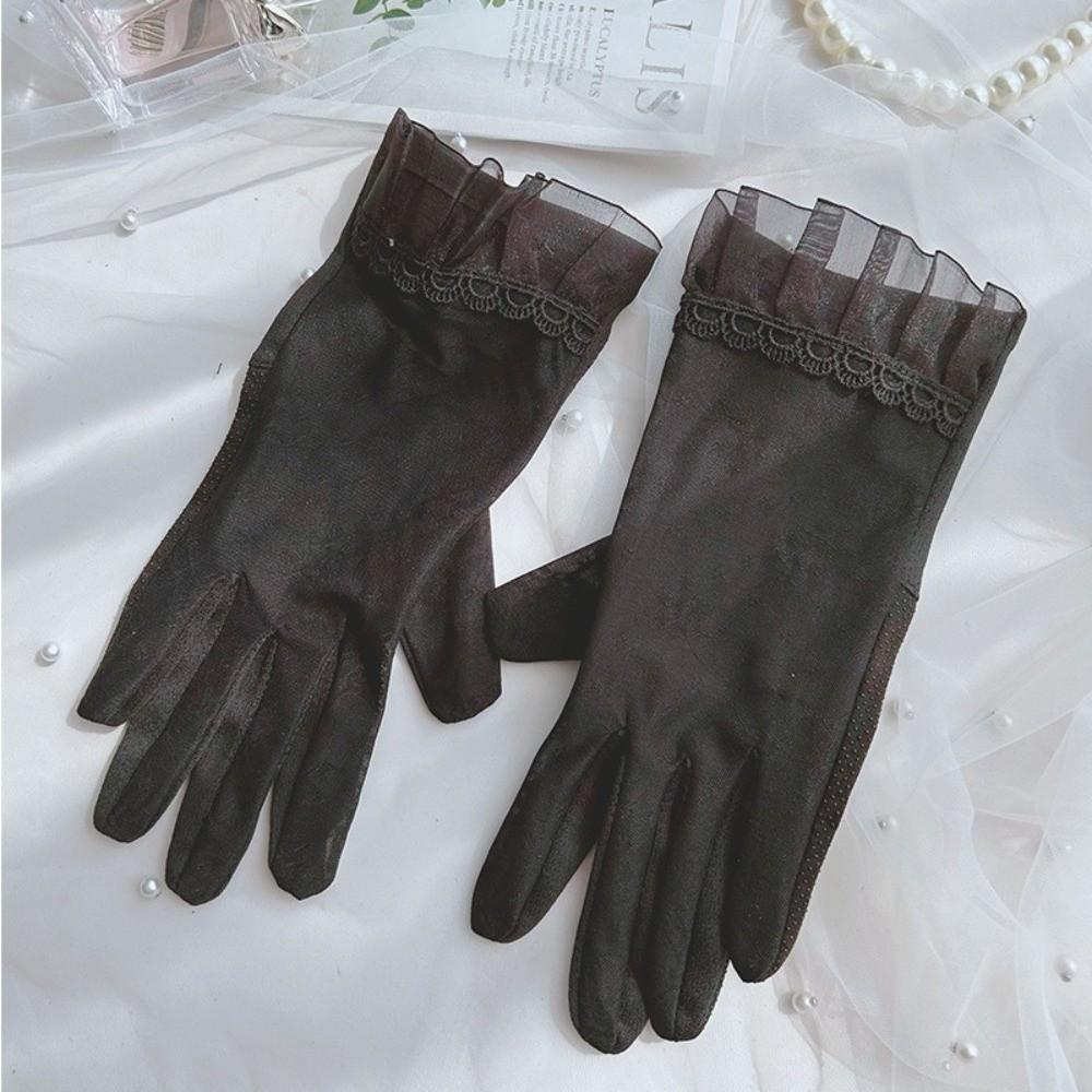 Mesh Ice Silk Gloves Anti Slip Women Gloves Breathable Lace Gloves  Girl