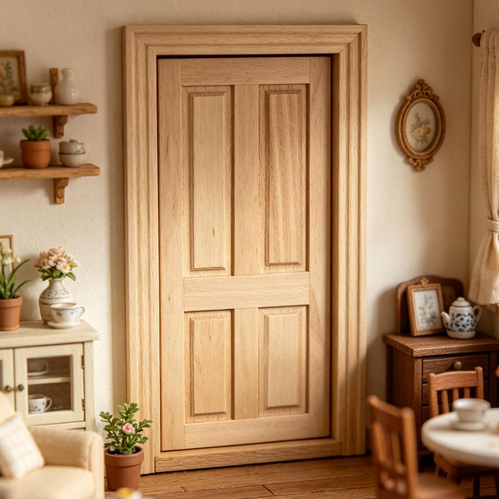 3PCS 1:12 Dollhouse ature Doors Wooden Int ior Front Doors for Dollhouse Furniture Accessories