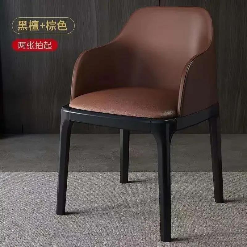 European Leisure Armchair Solid Wood Foot Leather Living Room Chairs Home Furniture Nordic Lazy Sofa Chair Balcony Dining Chairs