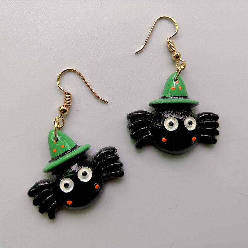 Halloween Ghost Castle Pumpkin Skeleton Evil Bat Personality Punk Hip Hop Party Popular Jewelry Earrings Halloween Day Earrings