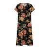 Women V Neck Short Sleeve Gradient Print Maxi Dress Summer Casual Loose Fit Beach Style Lightweight Sundress