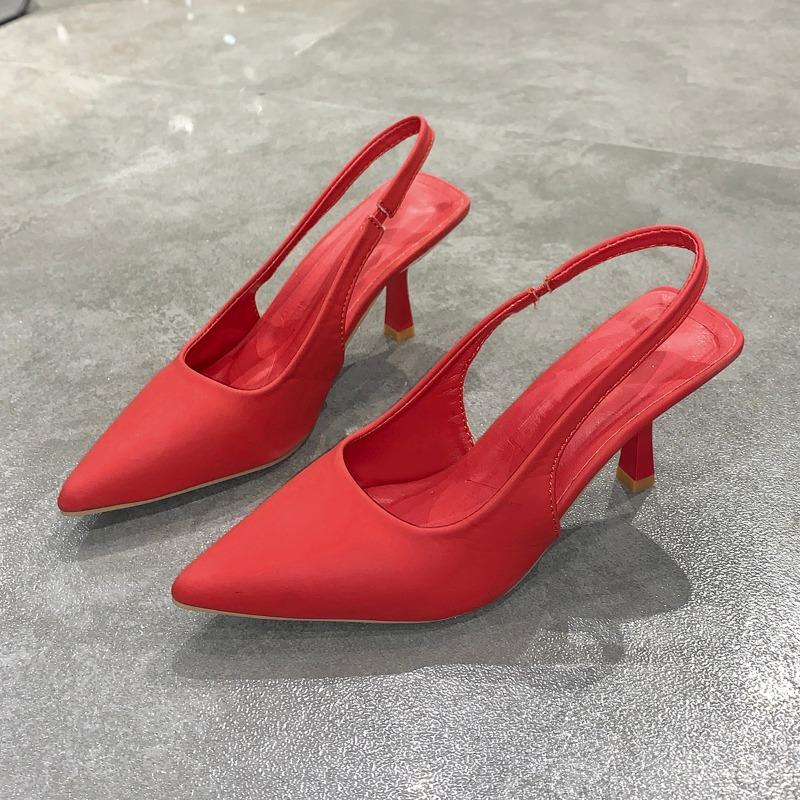 Fashion 2024 Autumn New Women's Retro Fashion Pointed Solid Color Slip-On High Heels