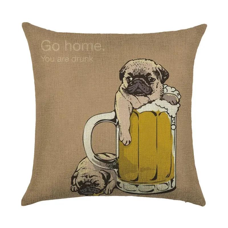 Cartoon Digital Print Pattern Linen Pillowcase Office Car Home Sofa Decorative Cushion Cover