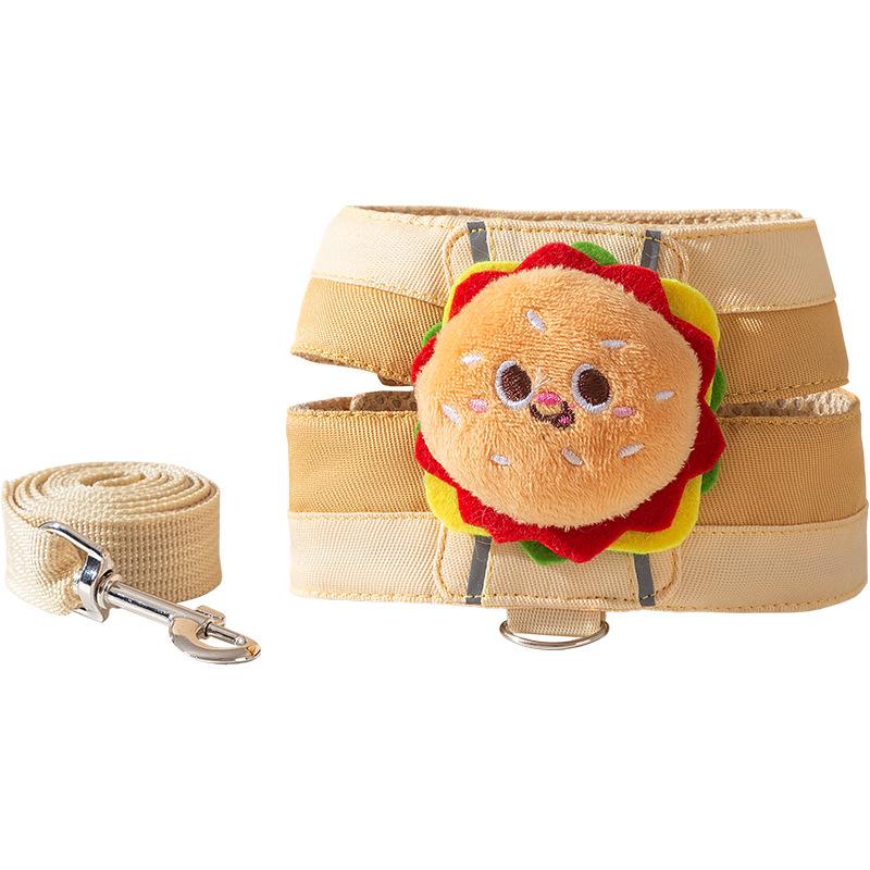 

Spring/Summer Puppy Dog Traction Burger Fries Doll Chest Strap Going Out Velcro Breathable Traction Strap Pet Supplies S (recommended weight 2-2 kg)